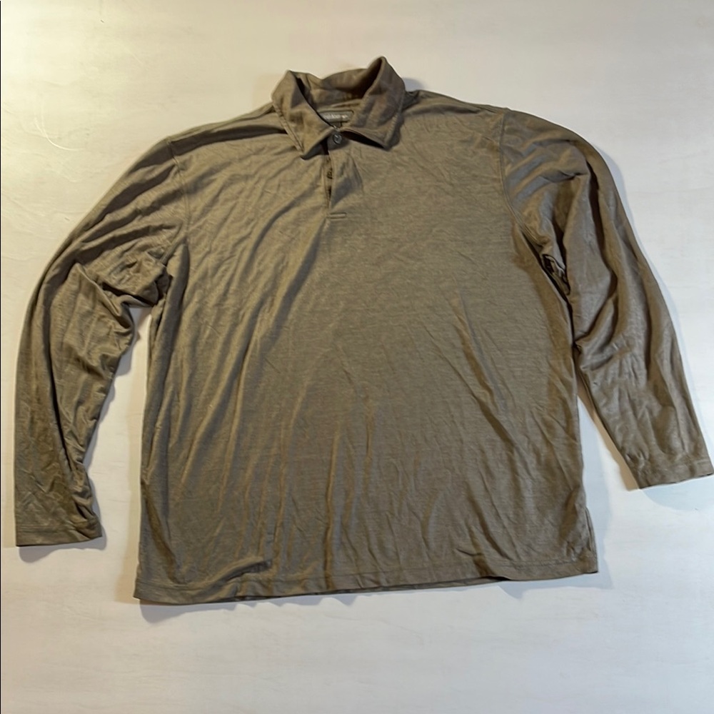 Croft & Barrow Men’s Long Sleeve Polo Shirt Size L Olive Green Knit Casual